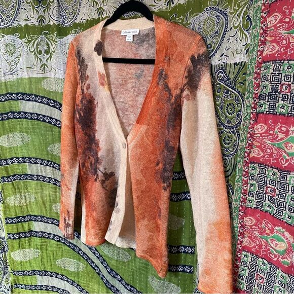 Coldwater Creek Painted Autumn Wool Blend Cardigan Size Small - Picture 7 of 13